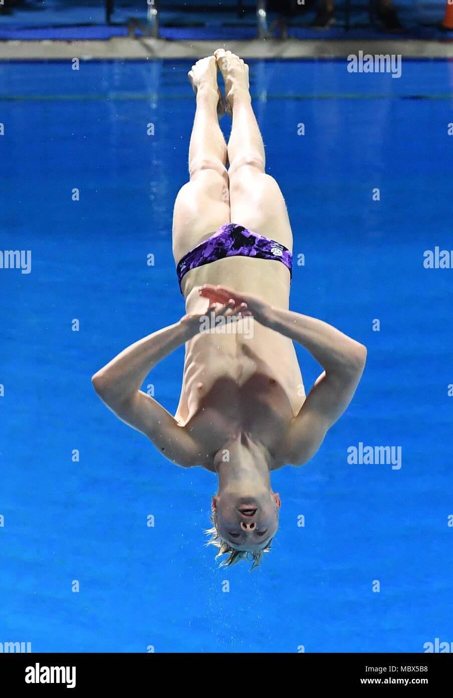 Queensland, Australien. 11. April 2018. Lucas THOMSON (SCO). Tauchen. Mens 1m Sprungbrett endgültig. XXI Commonwealth Games. Oxenford Studios. Gold Coast 2018. Queensland, Australien. 11 Apr, 2018. Credit: Sport in Bildern/Alamy leben Nachrichten Stockfoto