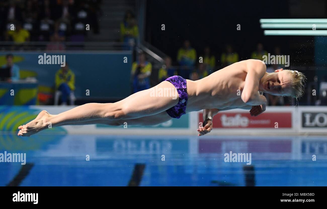 Queensland, Australien. 11. April 2018. Lucas THOMSON (SCO). Tauchen. Mens 1m Sprungbrett endgültig. XXI Commonwealth Games. Oxenford Studios. Gold Coast 2018. Queensland, Australien. 11 Apr, 2018. Credit: Sport in Bildern/Alamy leben Nachrichten Stockfoto