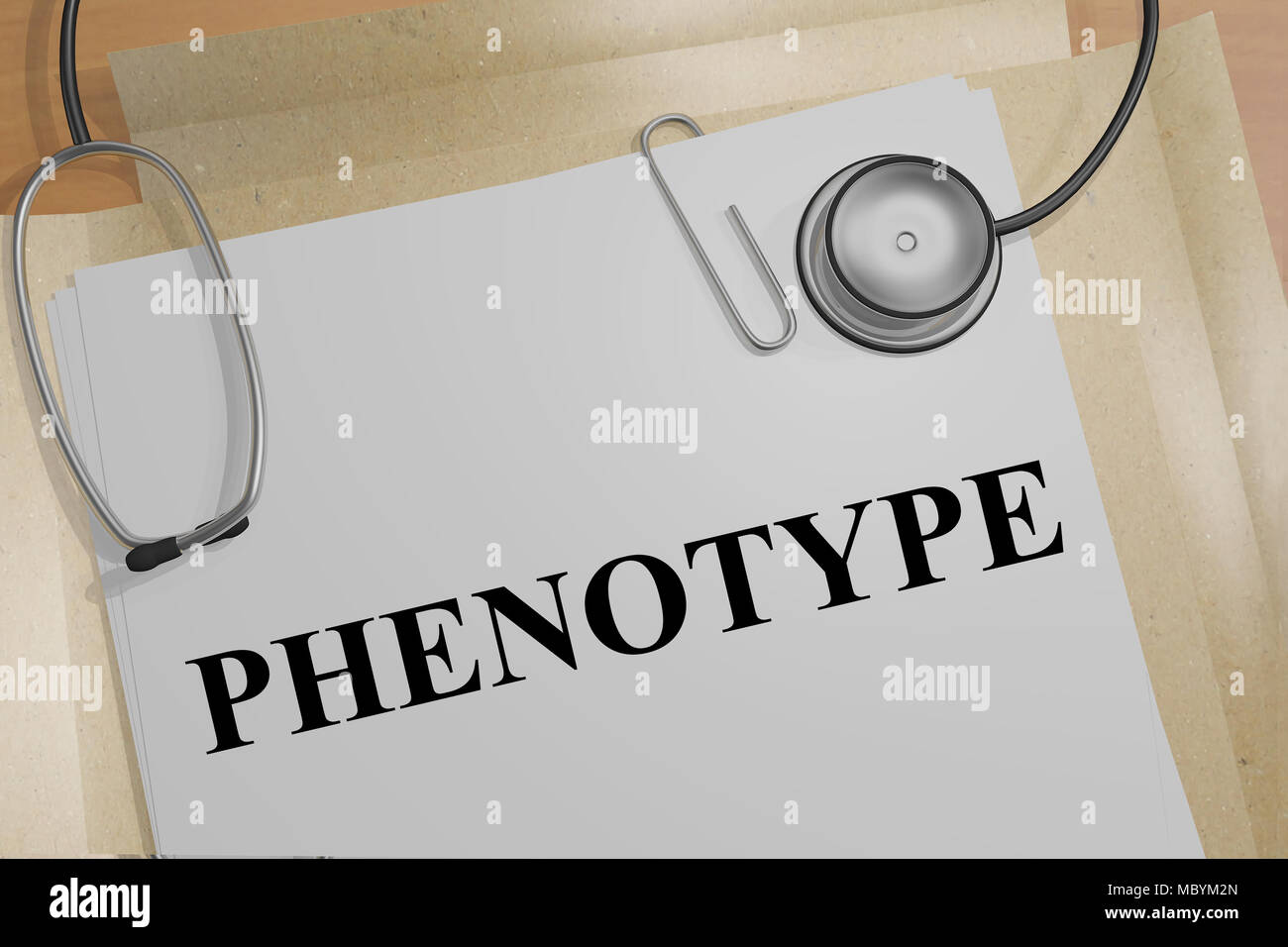 3D-Darstellung der Phänotyp Titel auf ein medizinisches Dokument Stockfoto