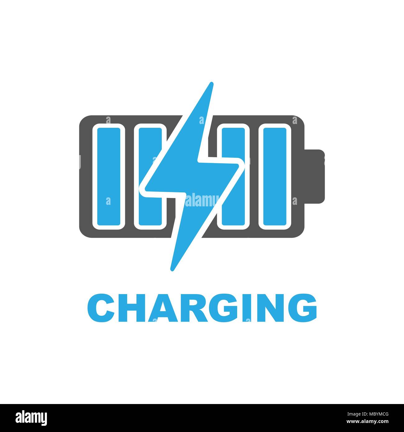 Aufladen der Batterie Vektor icon. Farbe Zeichen auf weißem Hintergrund Stock Vektor
