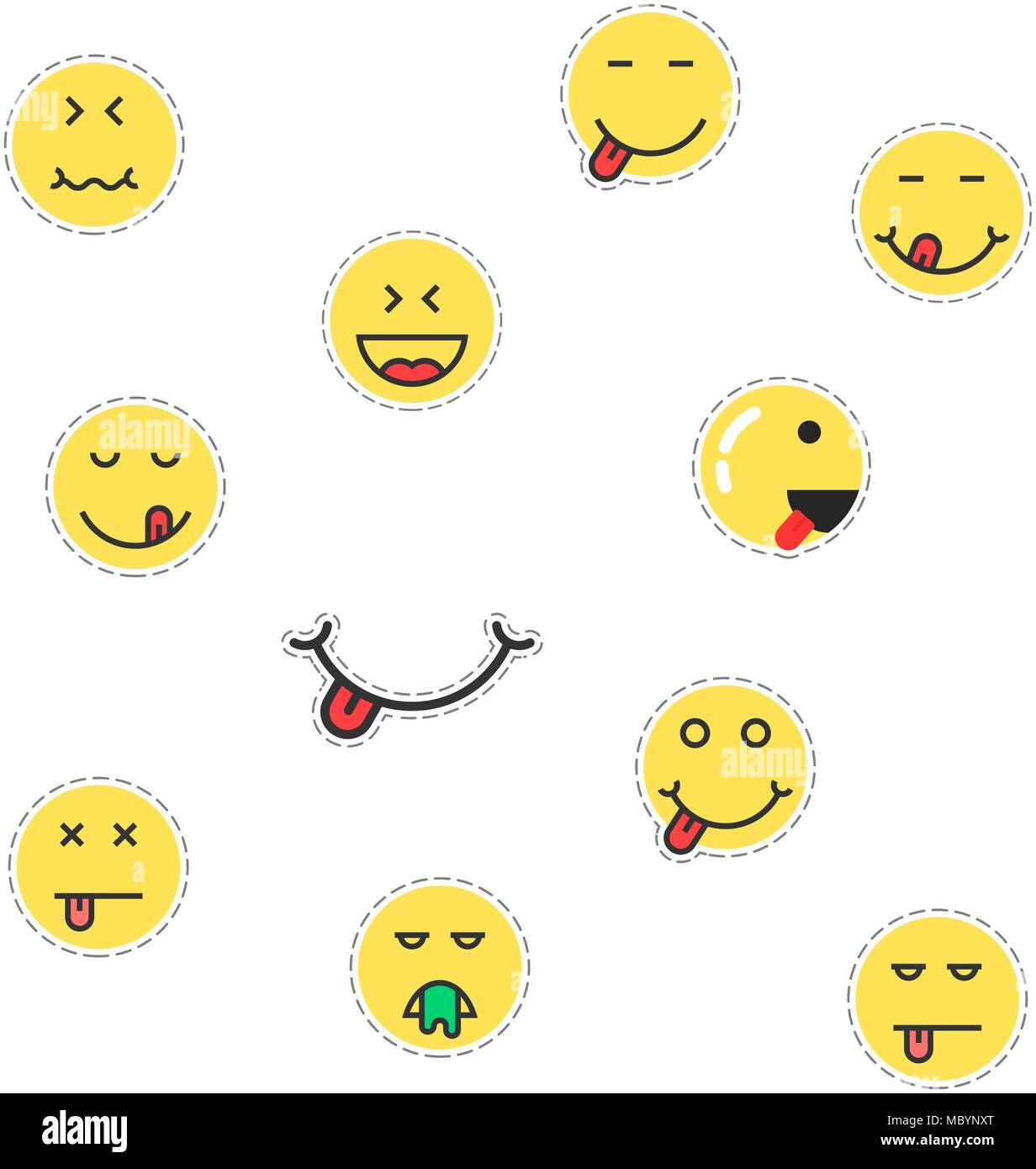 Einfache emoji patches Sammlung Stock Vektor