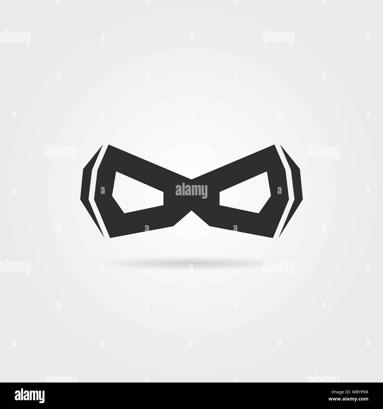 Schwarz einfache Superhelden Maske mit Schatten Stock Vektor