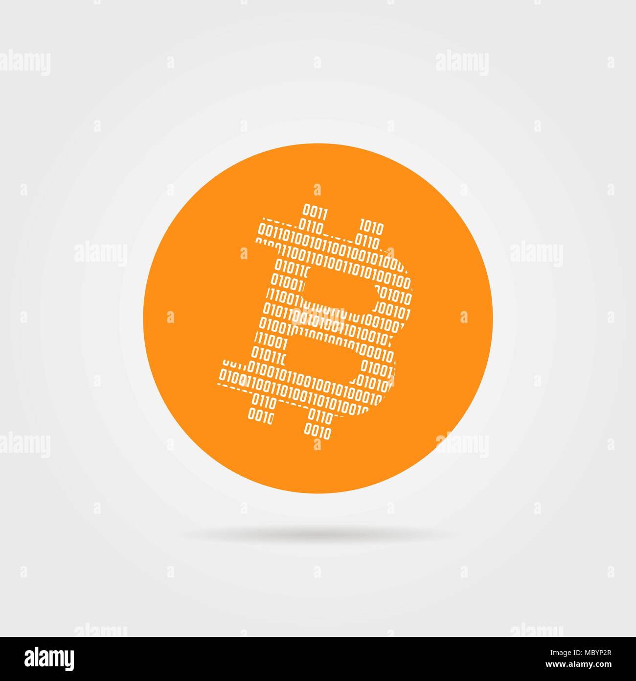 Orange bitcoin Logo mit Schatten Stock Vektor