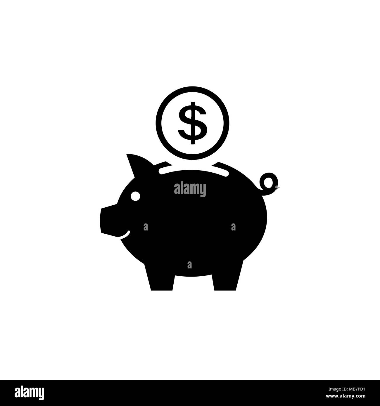 Piggy Bank Symbol. Piktogramm der kässeli Flat Style Stock Vektor