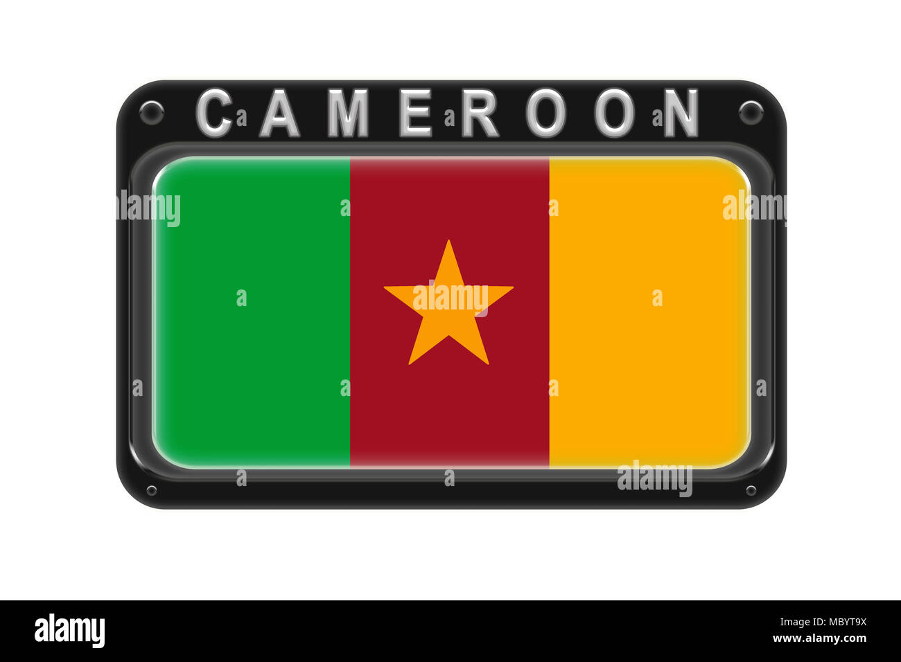 Die Flagge von Mali im Rahmen mit Nieten auf weißem Hintergrund Surround Stockfoto