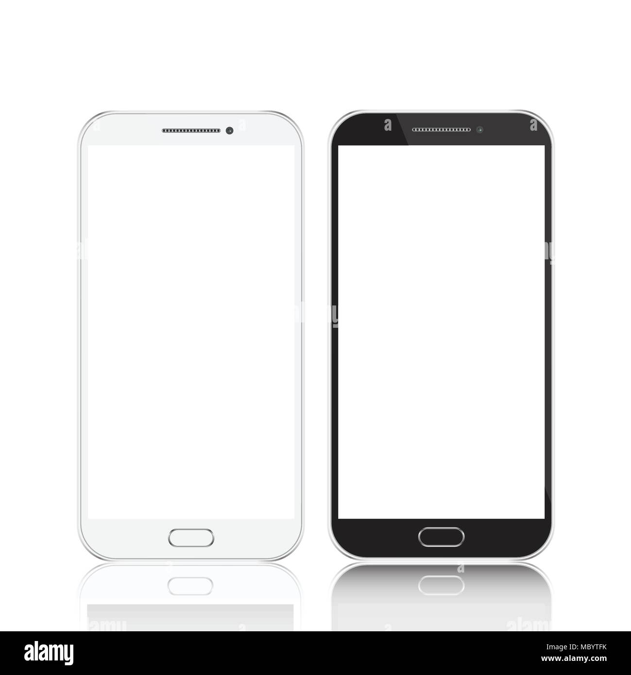 Smartphones Schwarz und Weiß. Smartphone isoliert. Vector Illustration Stock Vektor