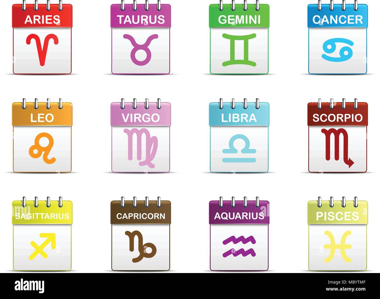 Bunte abreißen Kalender mit Sternzeichen Symbol Symbol für Vektorgrafik