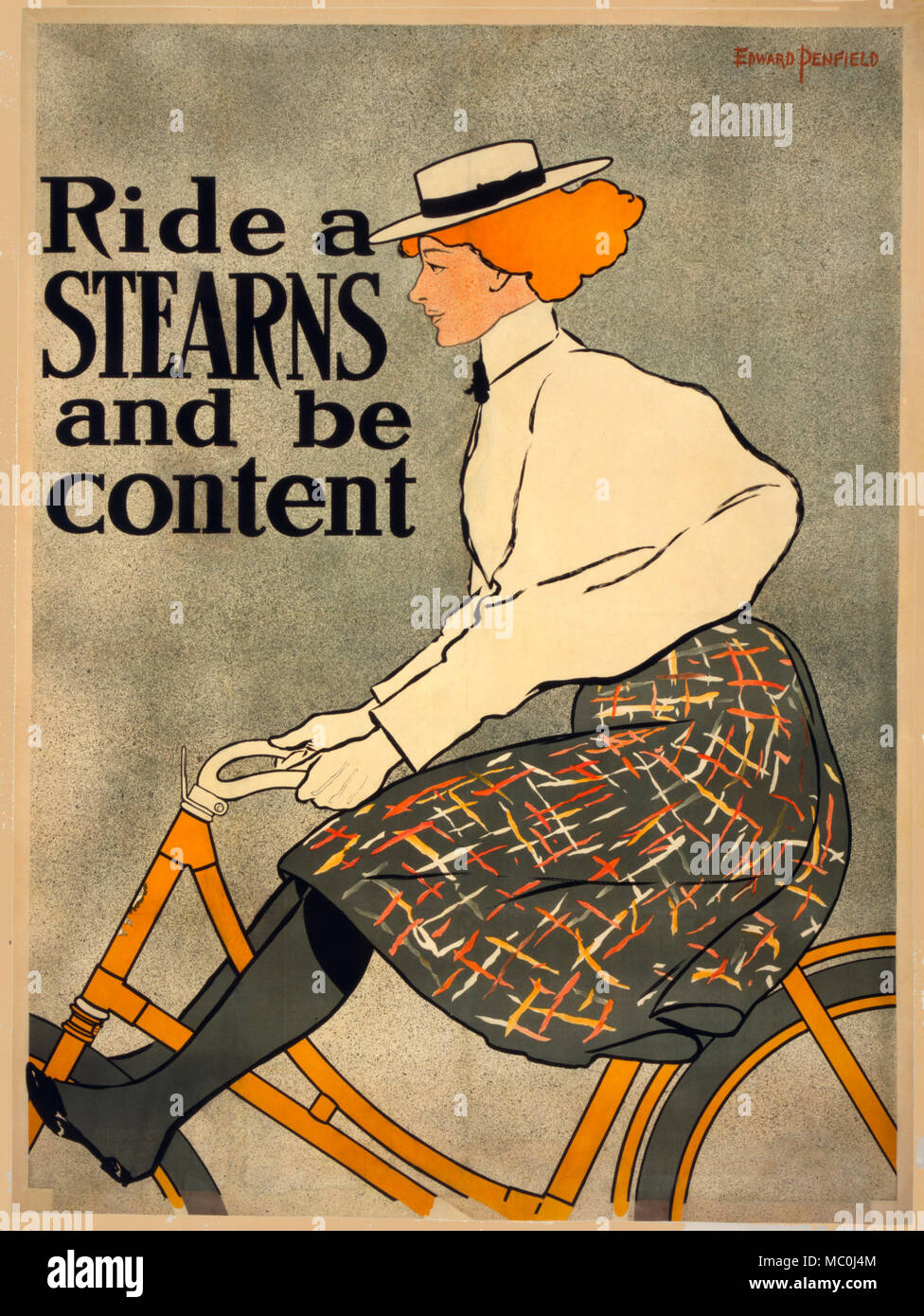 Plakat werbung Stearns Fahrräder, zeigt eine Frau Radfahrer, ca. 1896 Stockfoto