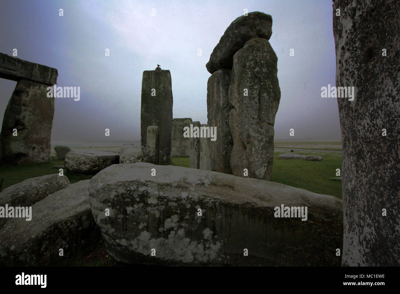 UNESCO-Welterbe: Stonehenge Megalithen Website auf einem kalten Britischen morgen im Winter Stockfoto
