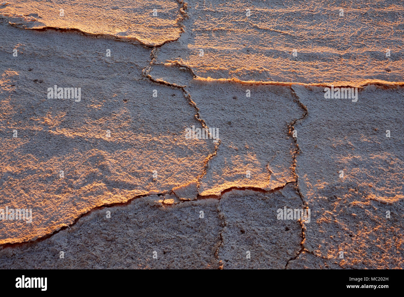 Oberfläche der trockenen Salt Lake in der Nähe von Mildura. Foto am Ende eines trockenen Sommers genommen. North West, Victoria, Australien. Stockfoto