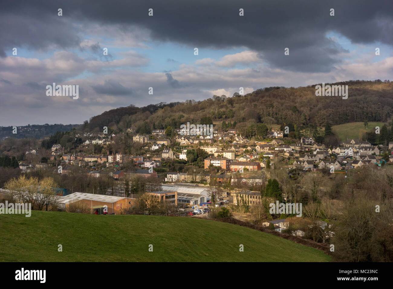 Anzeigen von Thrupp, Stroud und seine Umgebung, Gloucestershire, VEREINIGTES KÖNIGREICH Stockfoto