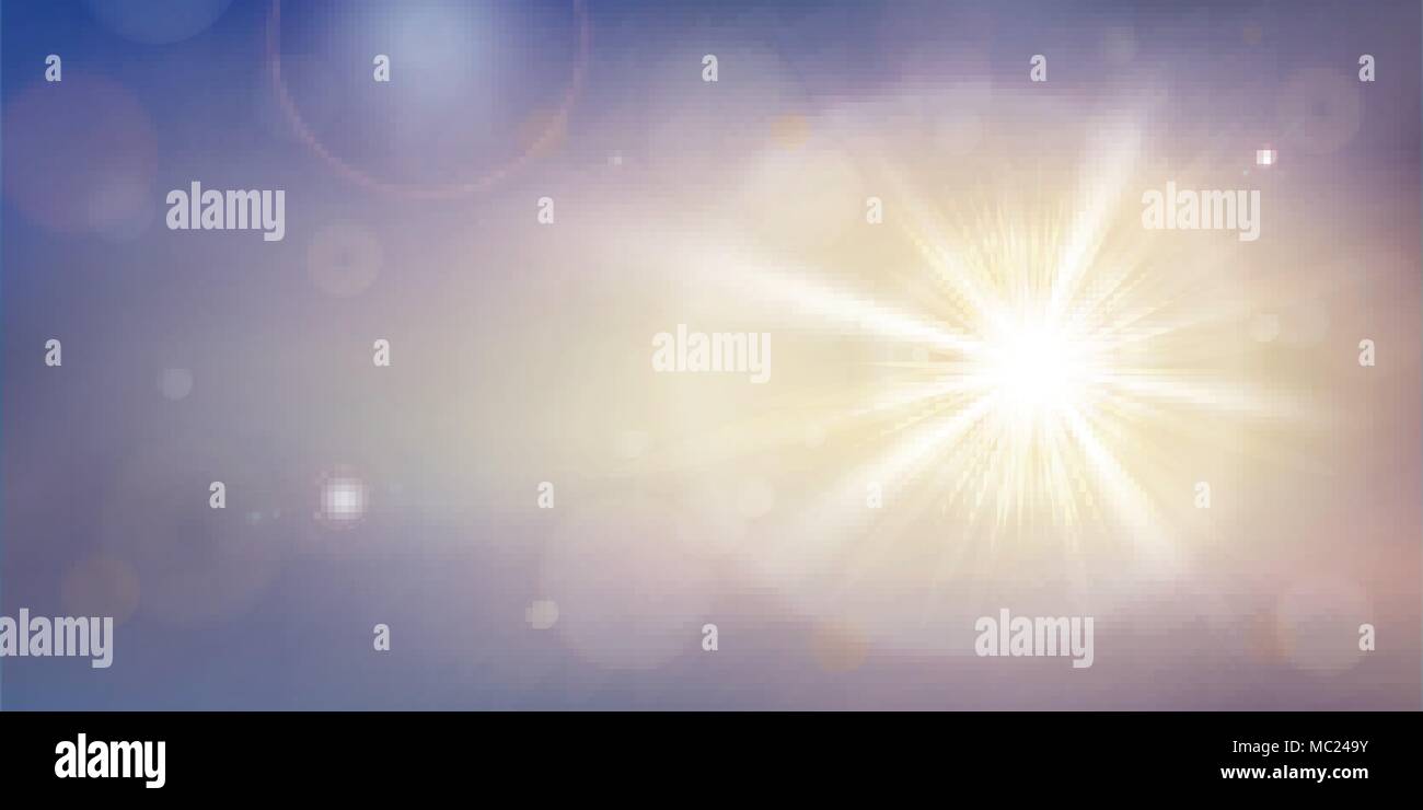 Zusammenfassung von Sonnenlicht spezielle Linse Effekt mit Flares. Sommer Zeit der natürlichen Hintergrund. Vector Illustration eps 10. Stock Vektor