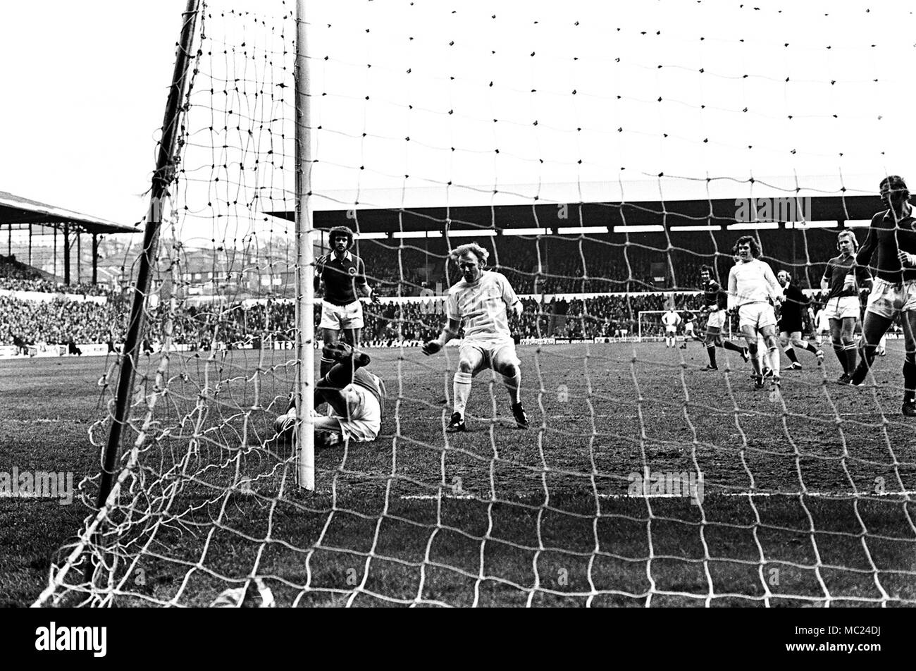 Leeds v Leicester März 1975 Stockfoto