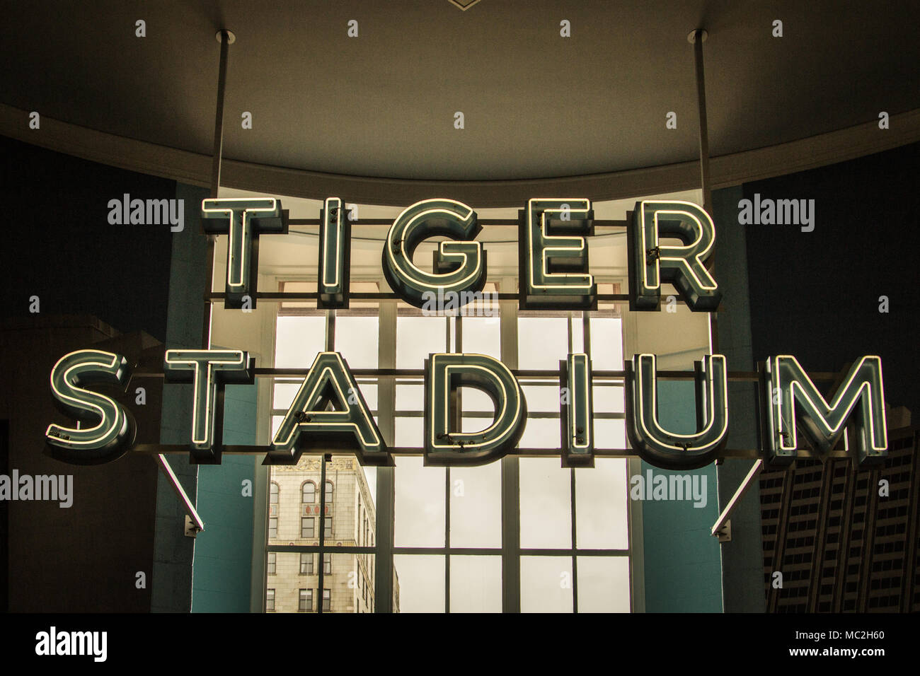 Vintage Tiger Stadium Zeichen aus der ursprünglichen Detroit Tiger Feld. Das Stadion war die Heimat der Tiger von 191 Stockfoto