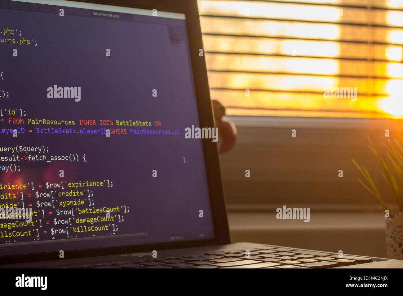 PHP-Code. HDR-shot. Computer Quellcode. Abstrakte Bild der Web Developer. Die digitale Technologie moderne Hintergrund Stockfoto