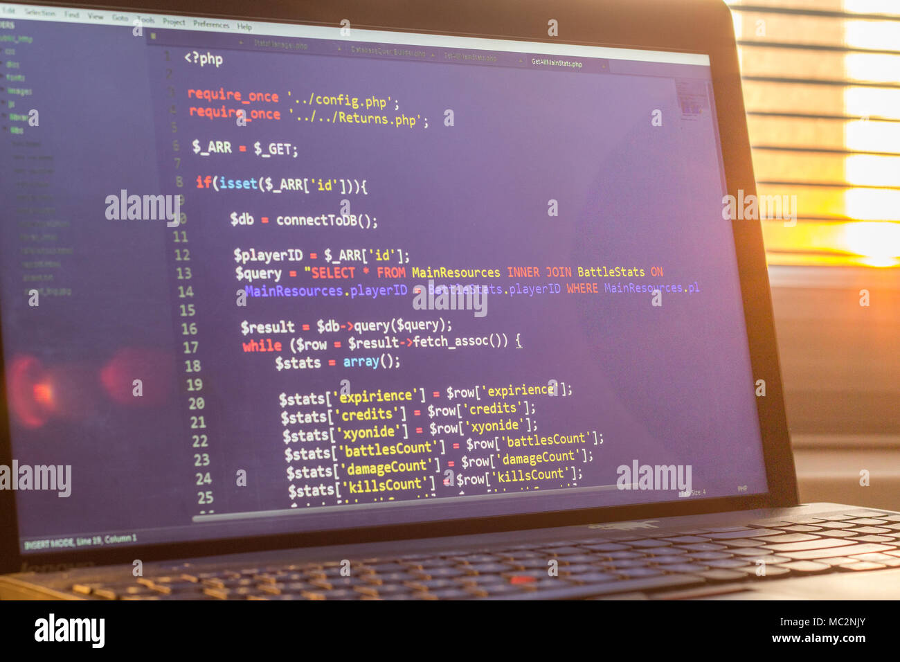 PHP-Code. HDR-shot. Computer Quellcode. Abstrakte Bild der Web Developer. Die digitale Technologie moderne Hintergrund Stockfoto