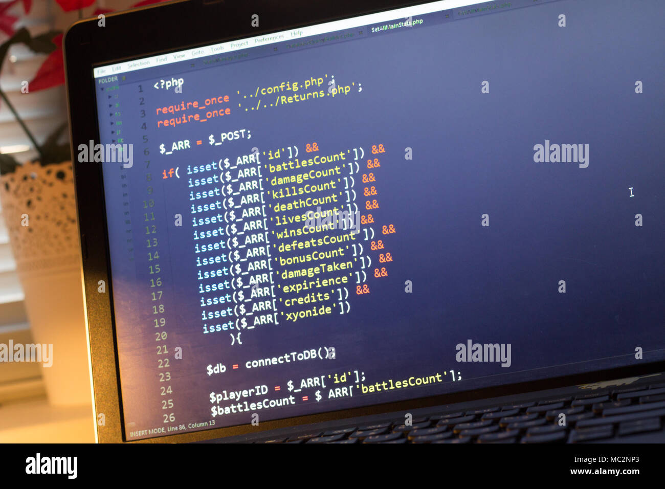 PHP-Code. Computer Quellcode. Abstrakte Bild der Web Developer. Die digitale Technologie moderne Hintergrund. Code wird von mysel erstellt Stockfoto