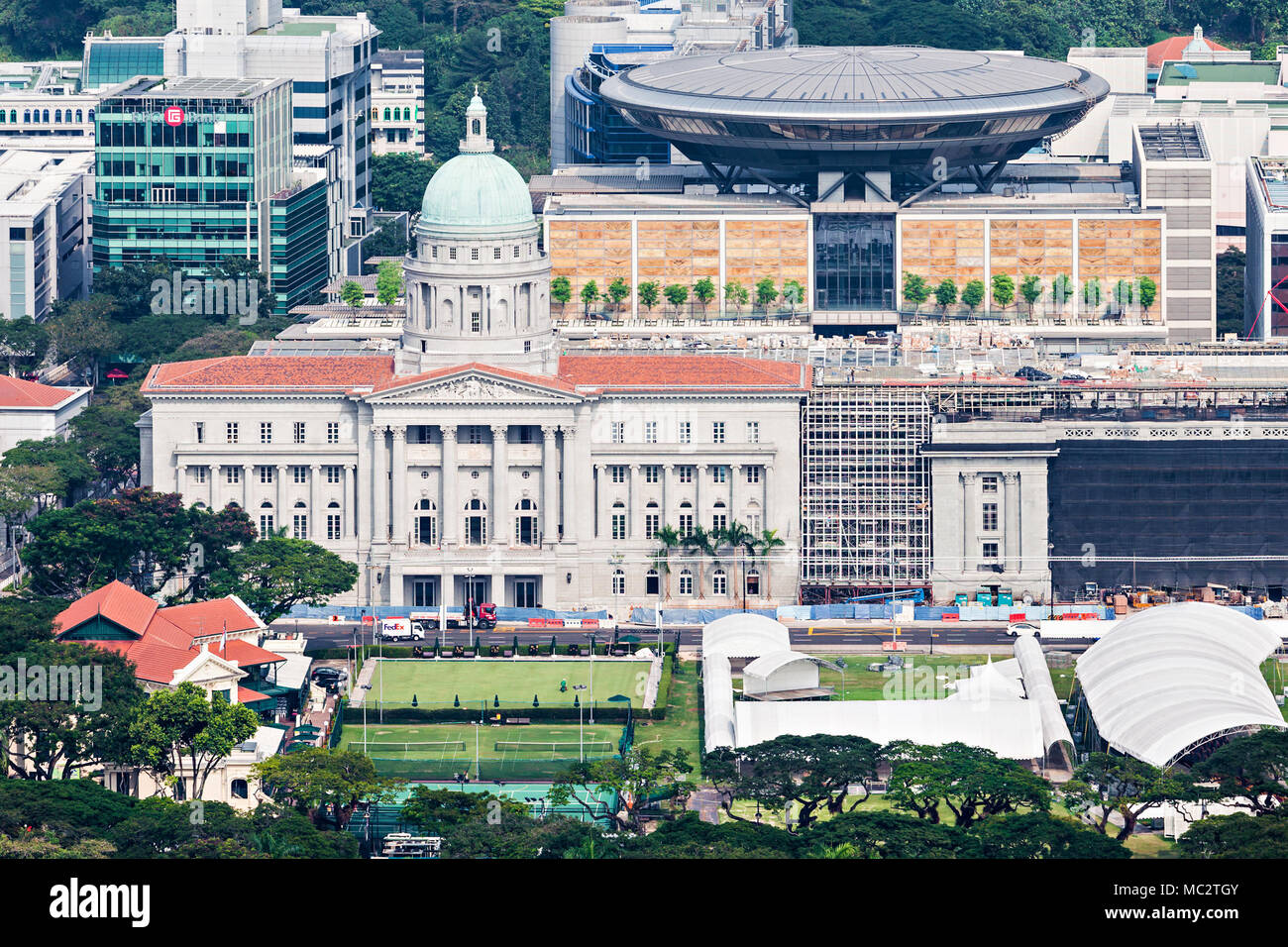 Singapur - Oktober 18, 2014: Das alte Gebäude des Obersten Bundesgerichtes ist das ehemalige Gerichtsgebäude der Oberste Gerichtshof von Singapur. Stockfoto