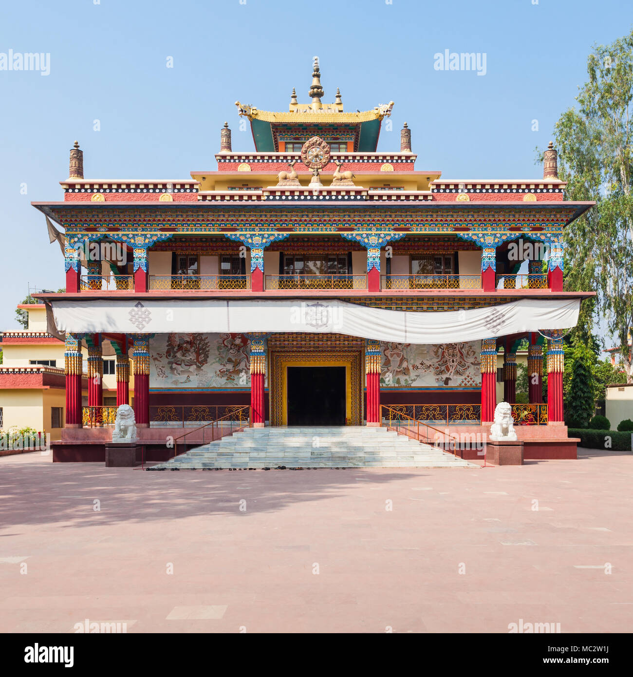 Der tibetischen Karma-kagyü-Tempel (Tibet Kloster) in der Nähe der Mahabodhi Tempel in Bodh Gaia, Bihar, Indien Stockfoto