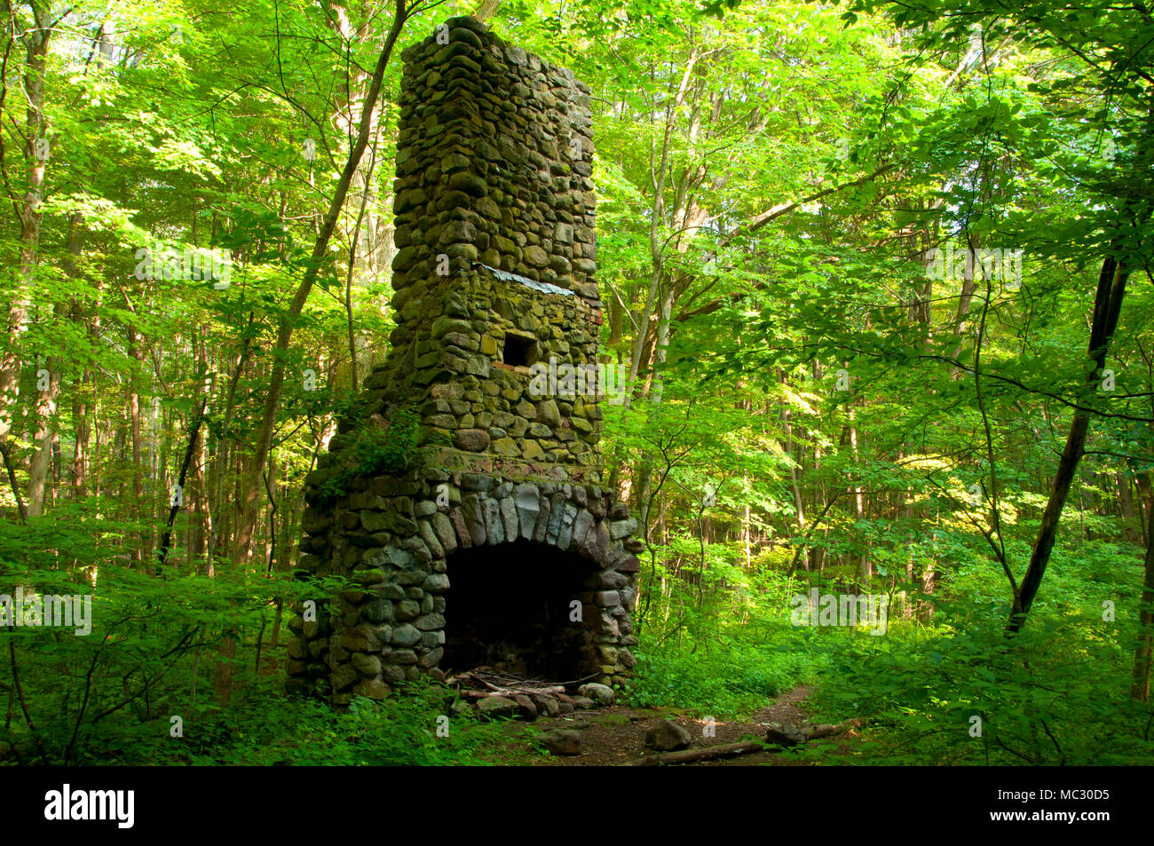 Schornstein, Roaring Brook fällt open space, Cheshire, Connecticut Stockfoto