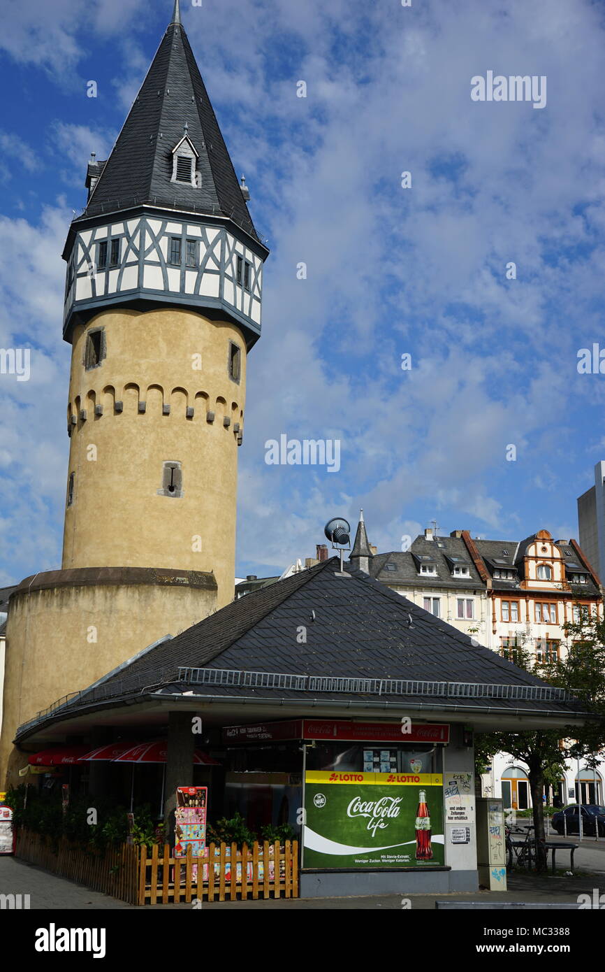 Bockenheimer Warte, mittelalterlichen Wachturm, Viertel Bockenheim, Frankfurt am Main, Deutschland Stockfoto