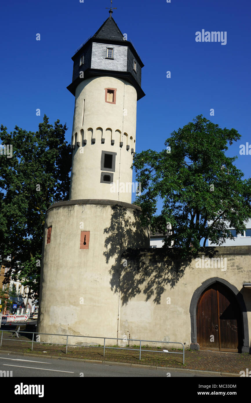 Galluswarte, mittelalterlichen Wachturm, Stadtteil Gallus, Frankfurt, Deutschland Stockfoto