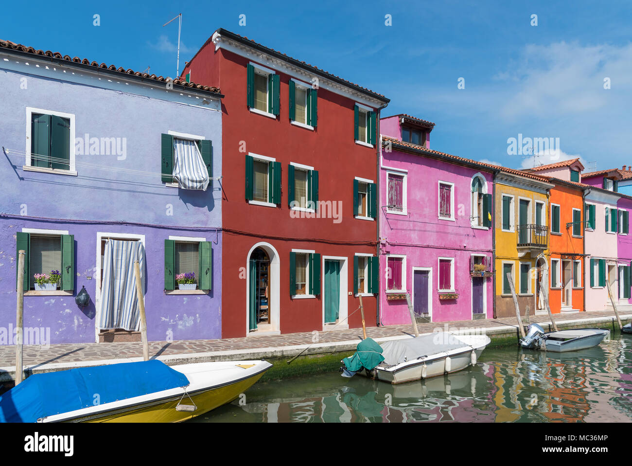 Bunte Häuser der Insel Burano, Venedig, Italien Stockfoto
