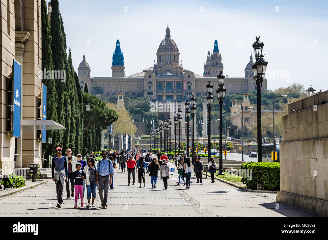 Ein Blick auf das nationale Kunstmuseum von Katalonien, die im Palau Nacional in Barcelona, Spanien. Stockfoto