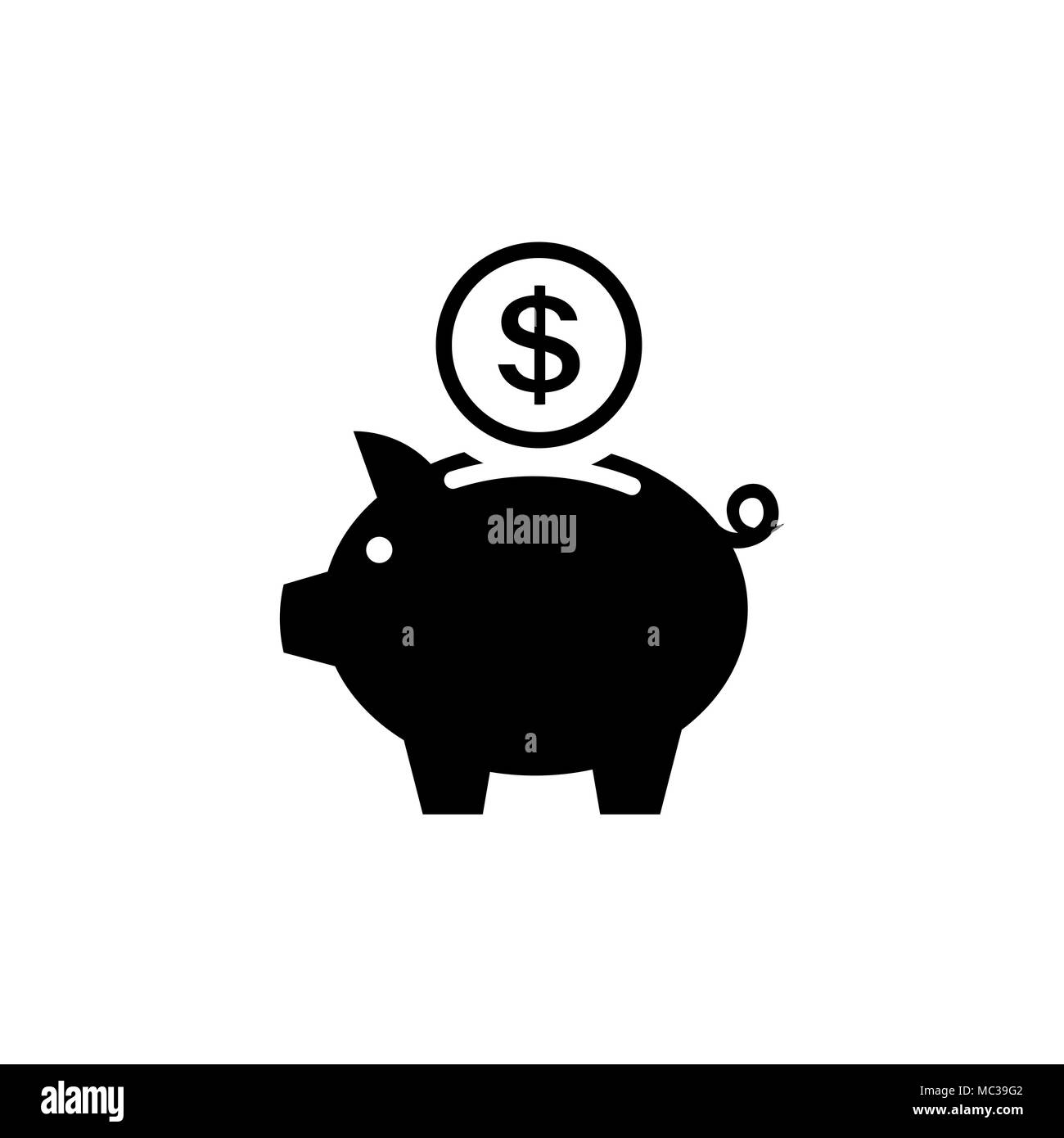 Piggy Bank Symbol. Piktogramm der kässeli Flat Style Stock Vektor