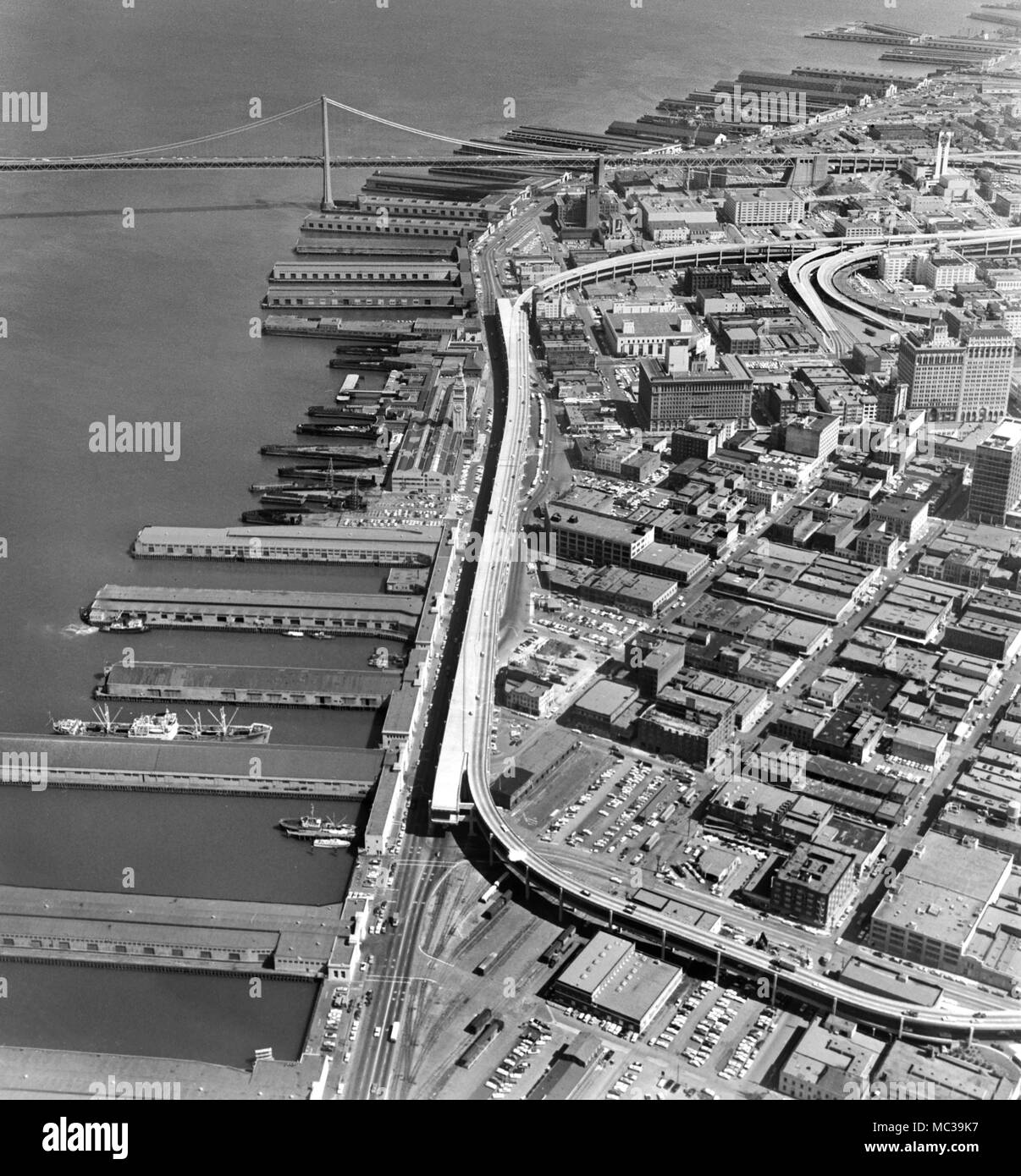 Luftaufnahme der Hafen von Oakland, Kalifornien, Ca. 1961. Stockfoto