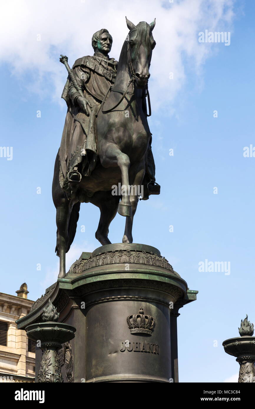 König Johann Statue, Johann von Sachsen Denkmal in Dresden, Deutschland Stockfoto