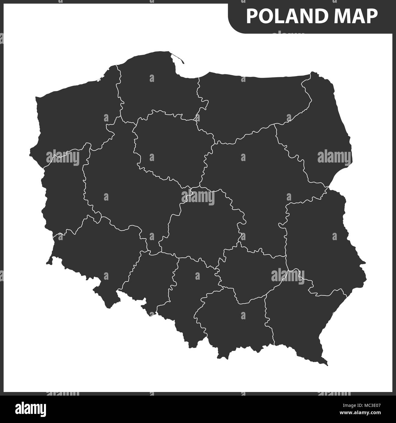 Die detaillierte Karte von Polen mit Regionen oder Mitgliedstaaten Stock Vektor