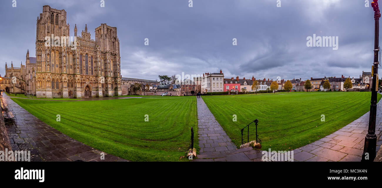 Kathedrale Grün in Wells, England - die kleinste Stadt des Landes. Stockfoto