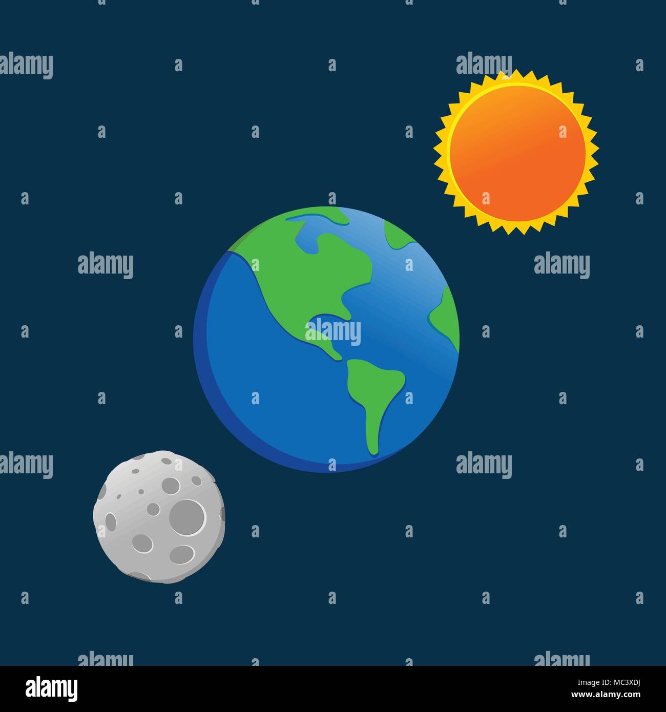 Erde Sonne Mond Komikbild Vektor Symbol Grafik Logo Design Stock Vektor