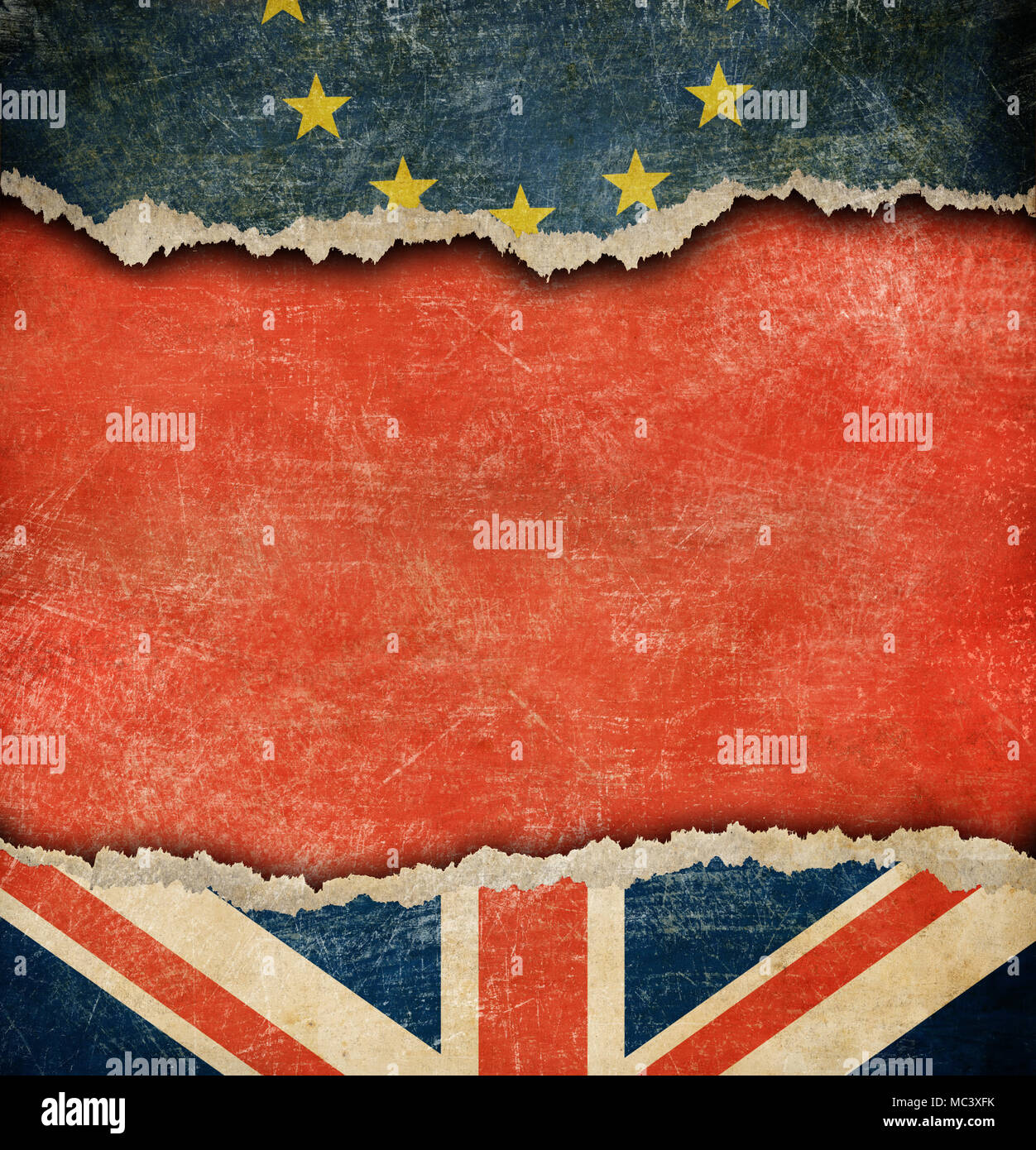 Großbritannien und die Europäische Union Flaggen brexit Konzept Stockfoto