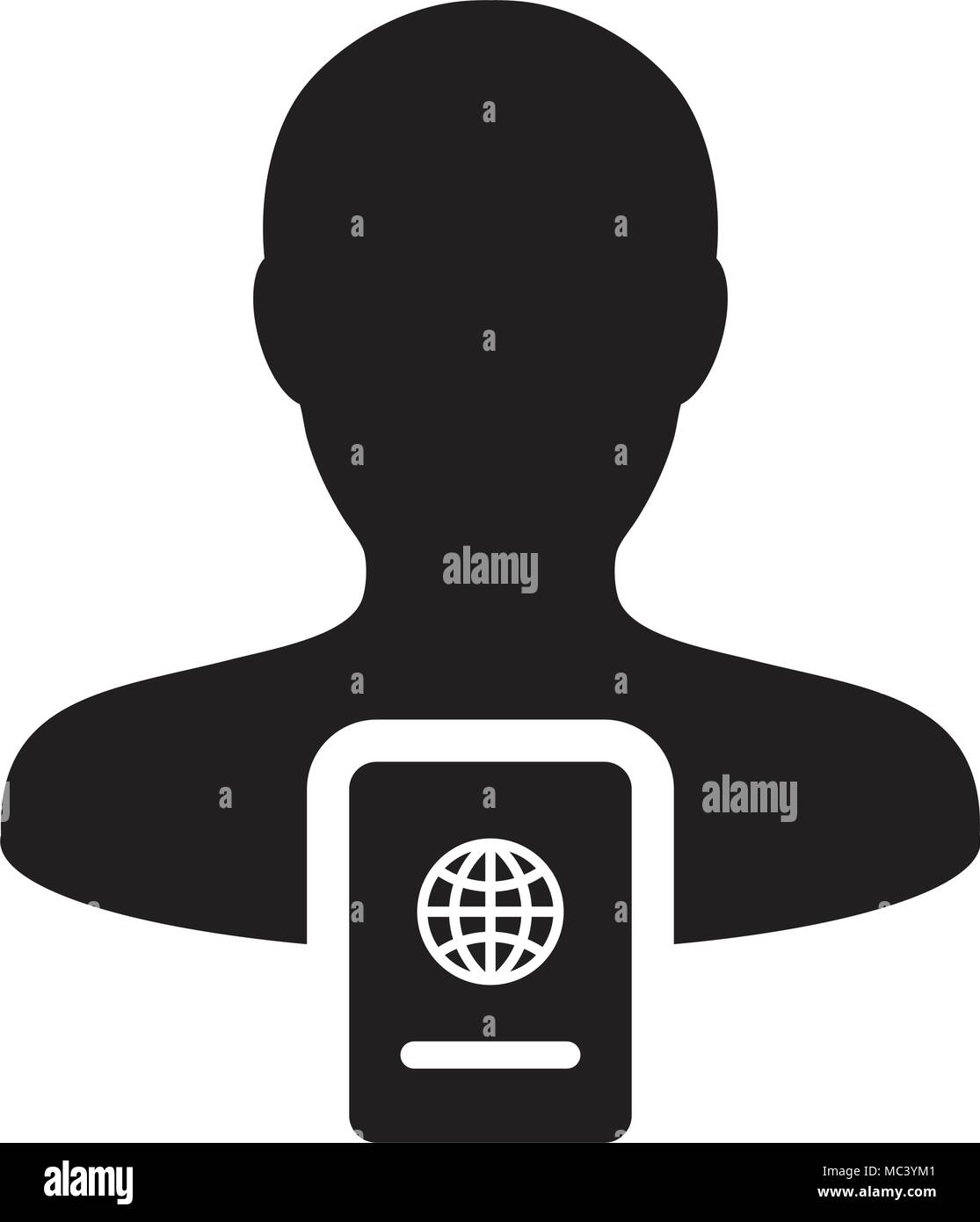Reisepass Symbol Vektor mit männliche Person Profil Avatar Symbol für ...