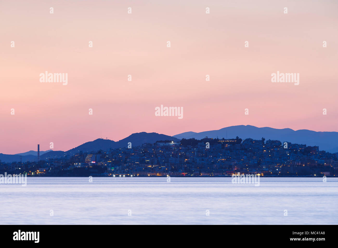 Anzeigen von Piräus von Palaio Faliro in Athen, Griechenland. Stockfoto