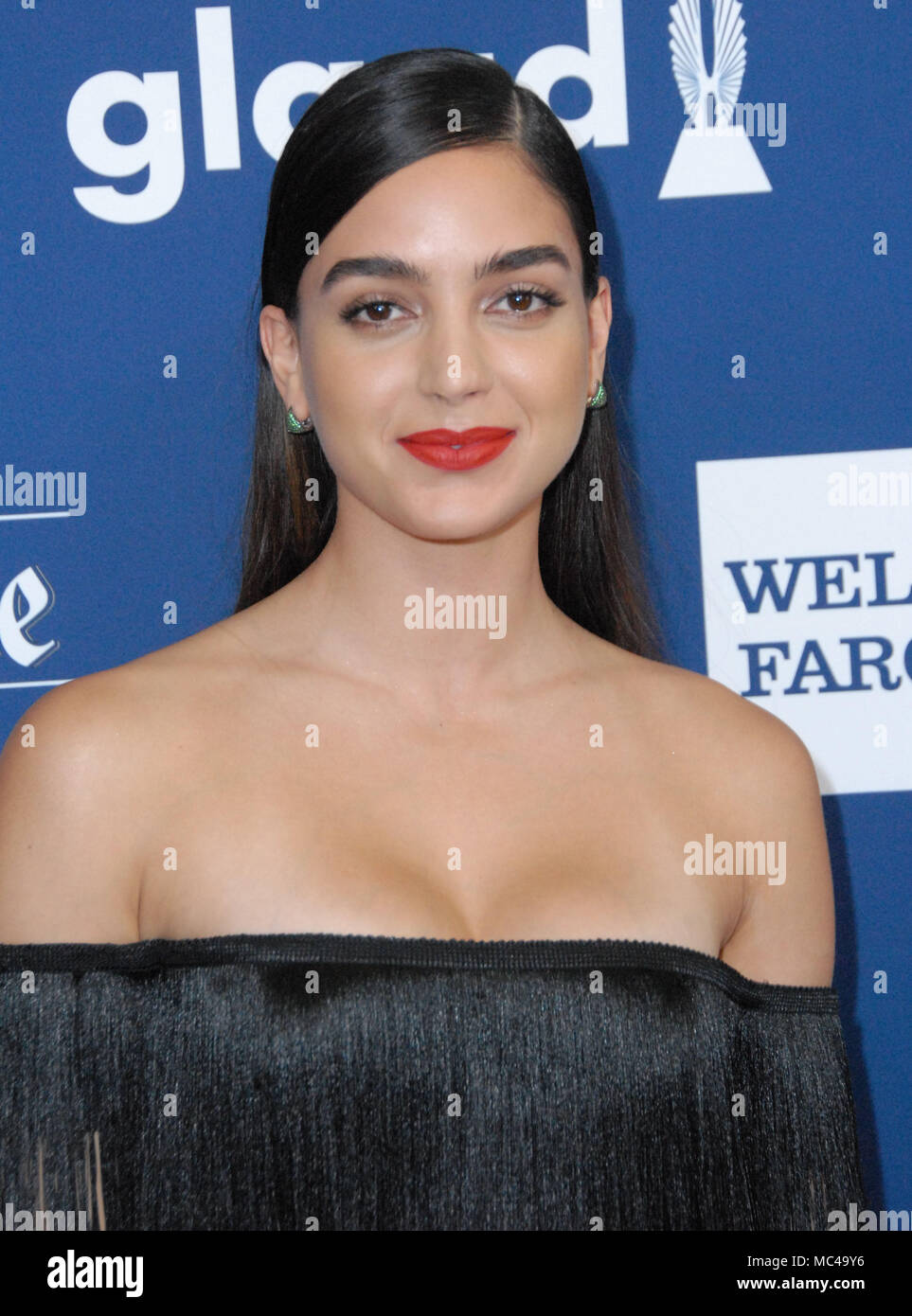 Beverly Hills, Kalifornien, USA. 12. April 2018. Schauspielerin Melissa Barrera besucht die 29. jährliche GLAAD Media Awards im Beverly Hilton Hotel, im April 12, 2-18 in Beverly Hills, Kalifornien. Foto von Barry King/Alamy leben Nachrichten Stockfoto