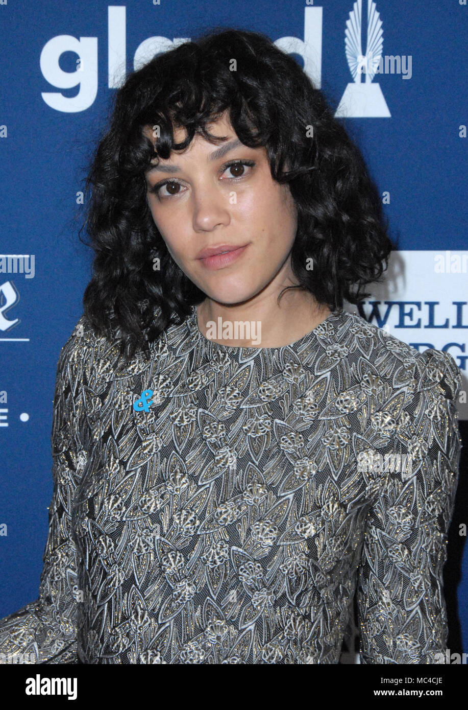 Beverly Hills, Kalifornien, USA. 12. April 2018. Schauspielerin Mishel Prada besucht die 29. jährliche GLAAD Media Awards im Beverly Hilton Hotel, im April 12, 2-18 in Beverly Hills, Kalifornien. Foto von Barry King/Alamy leben Nachrichten Stockfoto