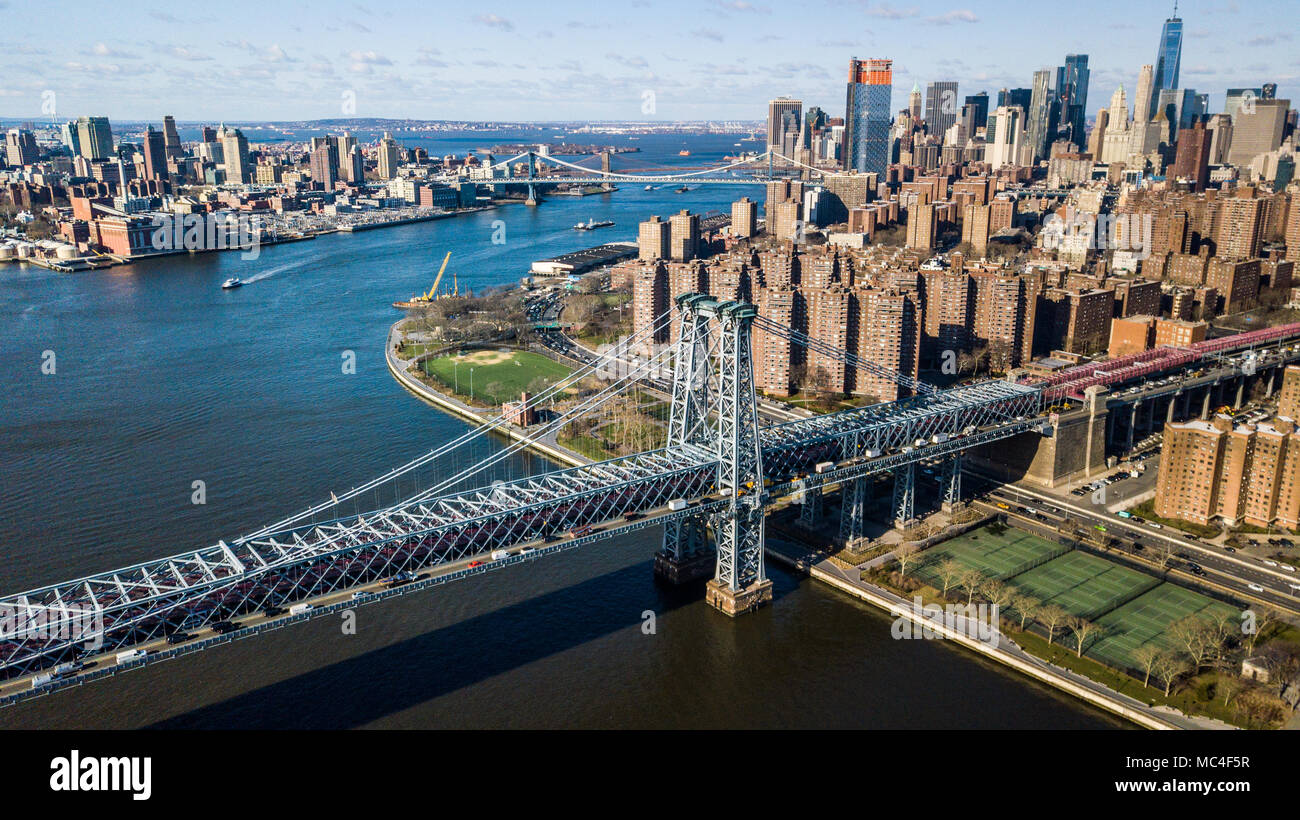 Die Williamsburg Bridge und Manhattan, New York City, NY, USA Stockfoto