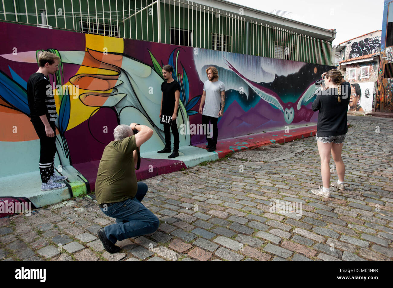 Bei einem Shooting Mode an Beco do Batman Stockfoto