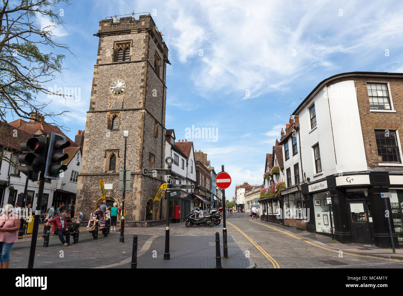 Clock Tower im Zentrum von St Albans, Hertfordshire. Stockfoto