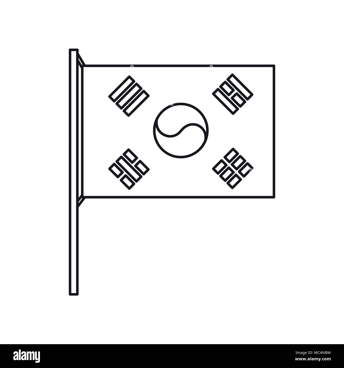 Südkorea Flagge Symbol, outline Style Stock Vektor
