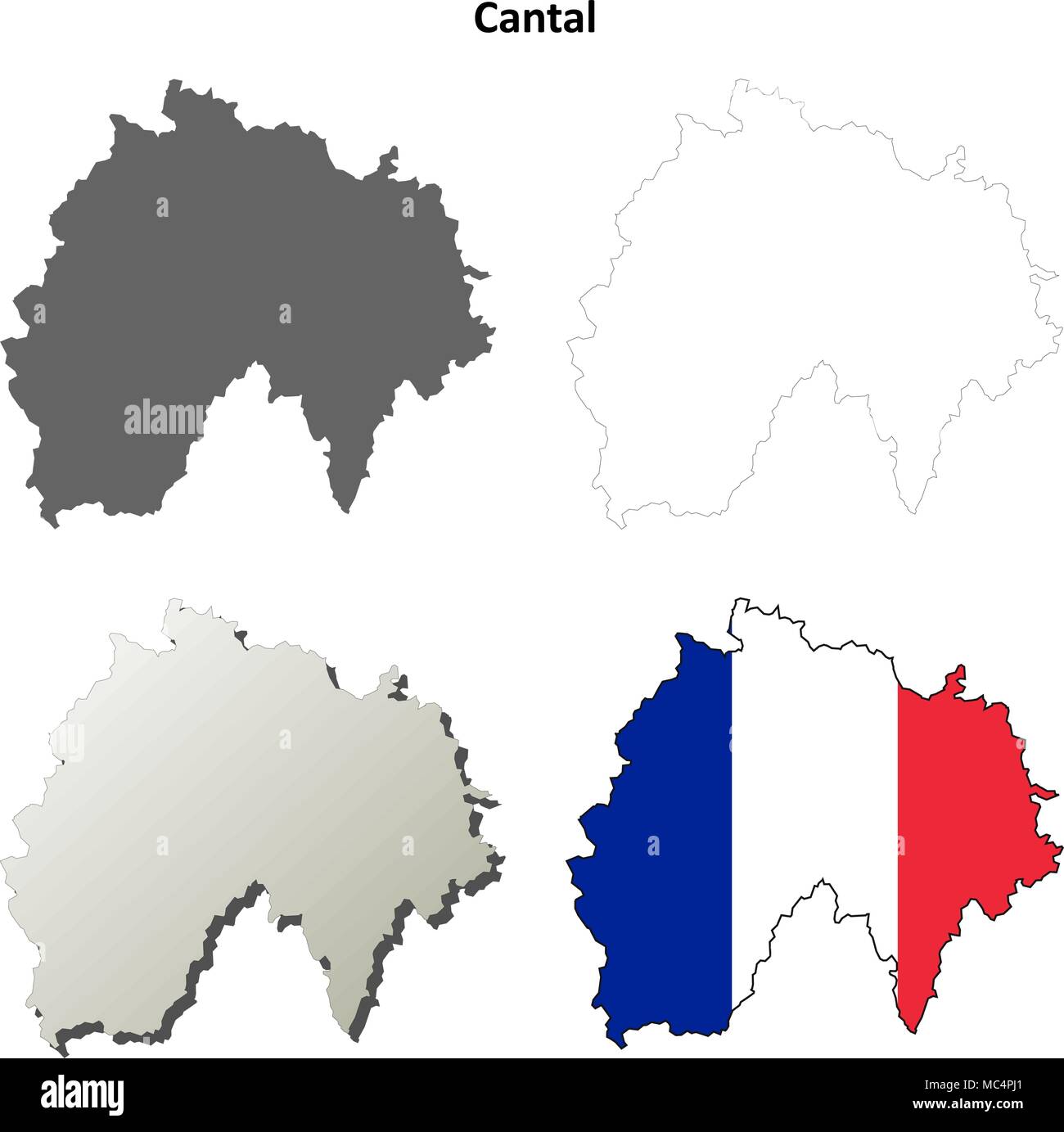 Cantal, Auvergne Umriss Karte gesetzt Stock Vektor