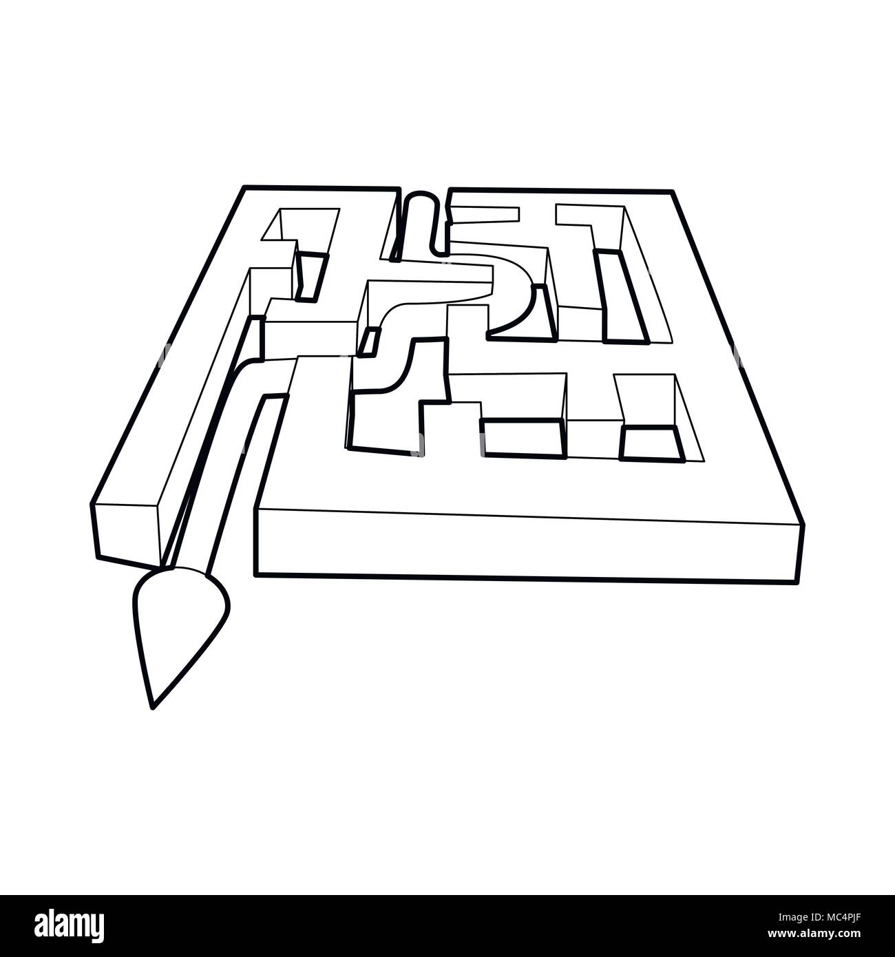 Weg mit dem Pfeil über Labyrinth Symbol Stock Vektor