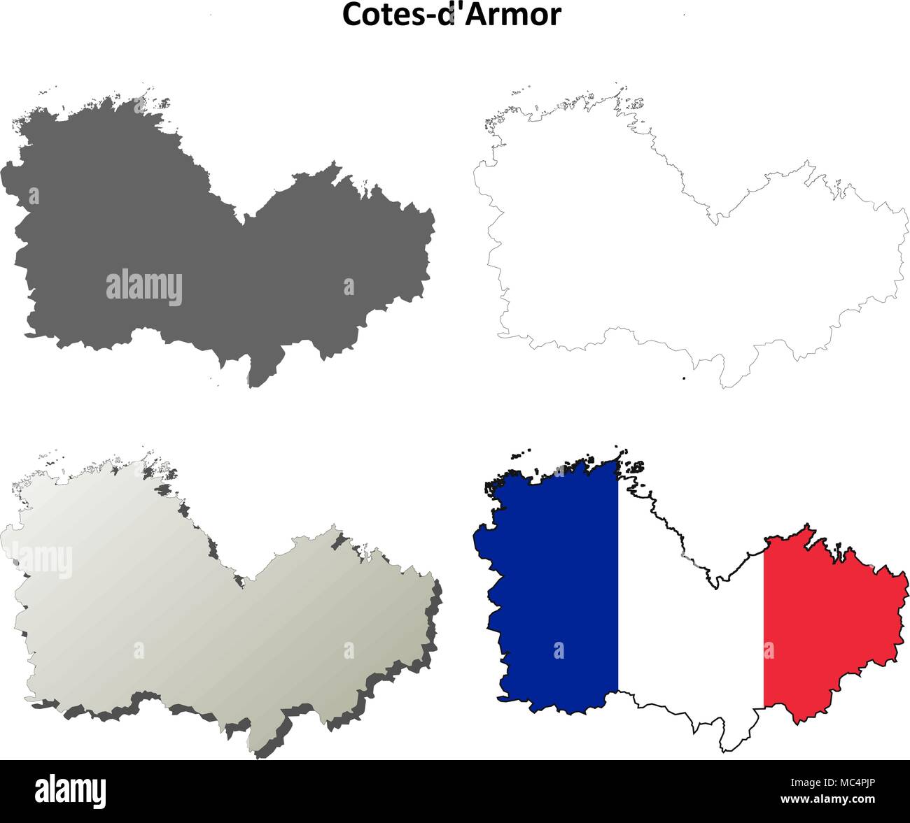 Côtes-d ' Armor, Bretagne Umriss Karte gesetzt Stock Vektor