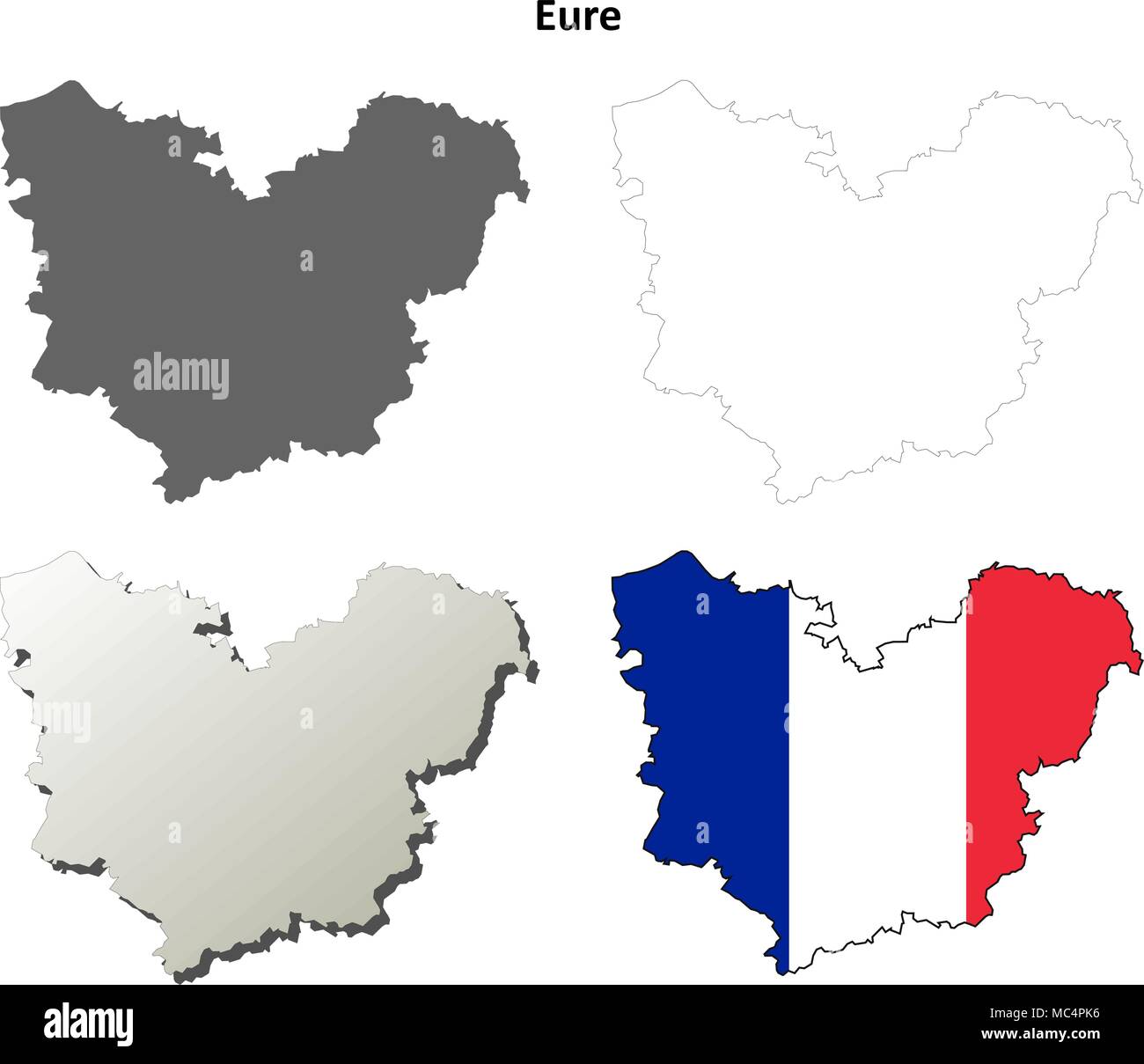 Eure, Haute-Normandie Umriss Karte gesetzt Stock Vektor