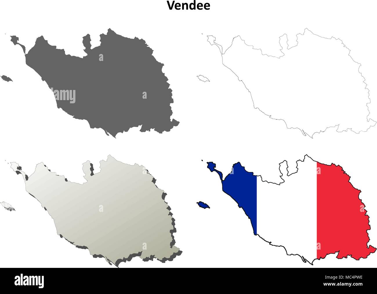 Vendee, Pays De La Loire Umriss Karte gesetzt Stock Vektor