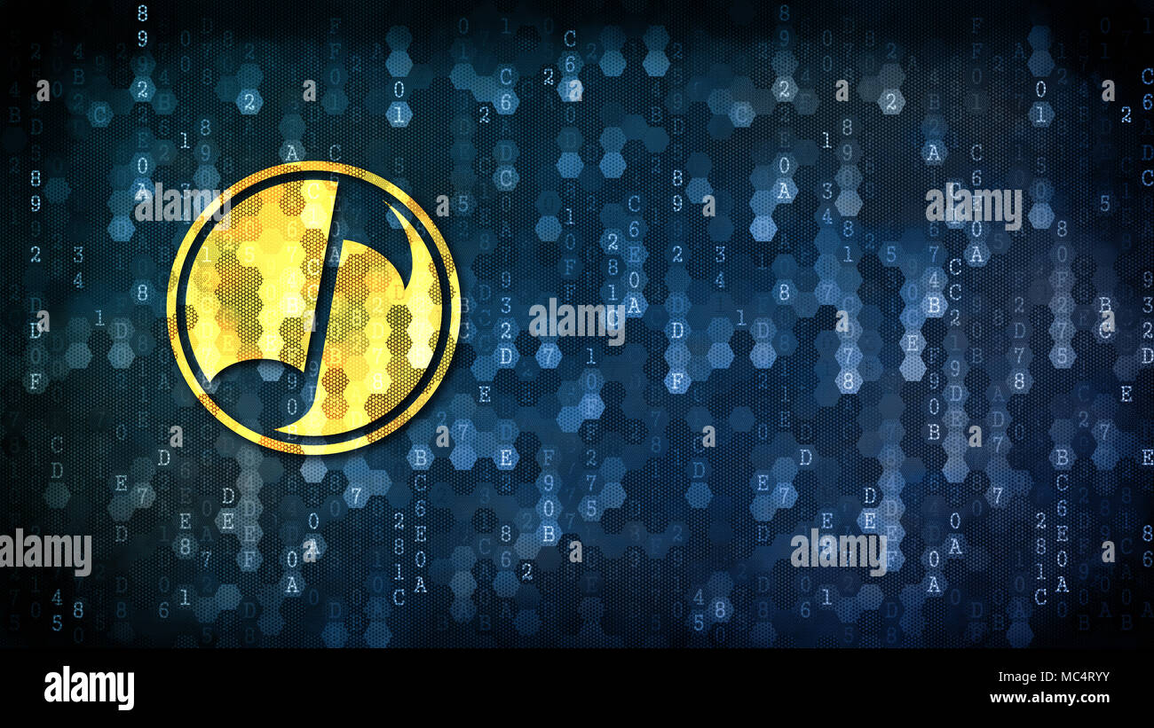 Musicoin-Piktogramm auf digitalen Hintergrund. Stockfoto