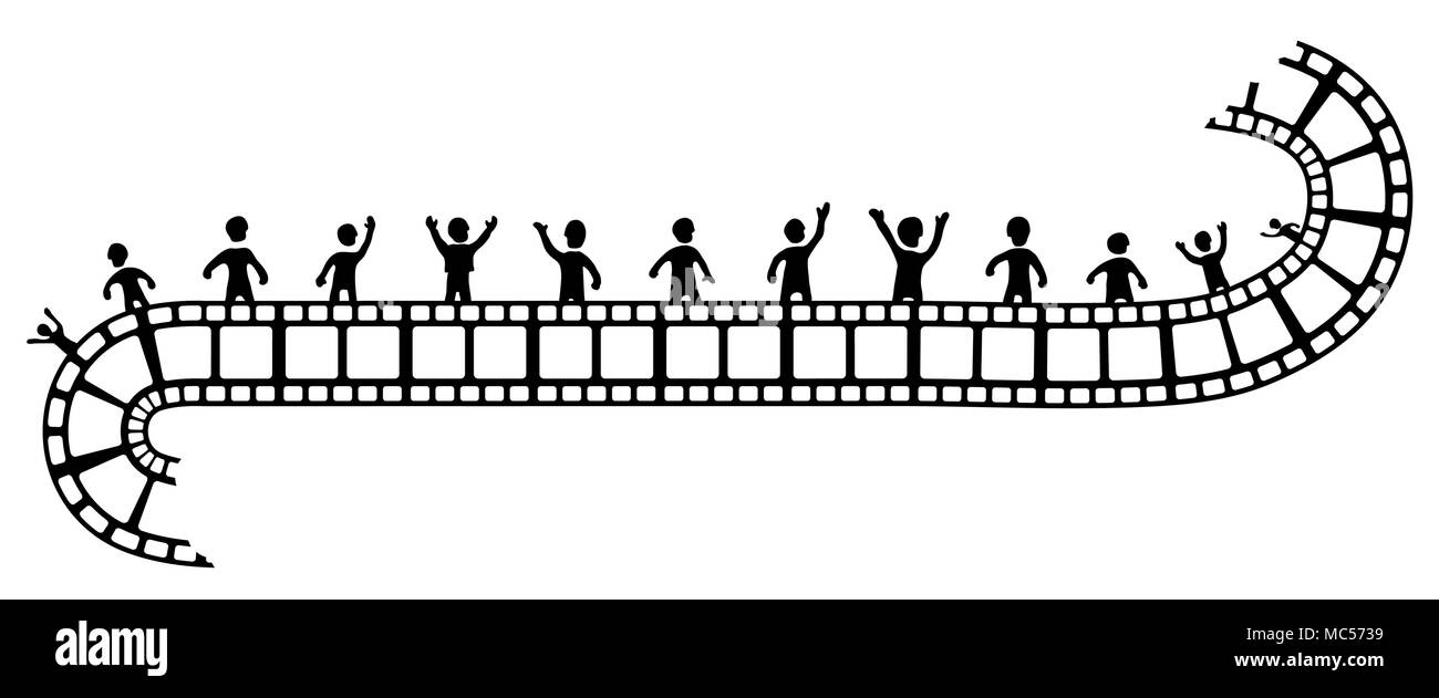Film Menschen stilisierte Schablone schwarz, Vector Illustration, horizontal, isoliert Stock Vektor